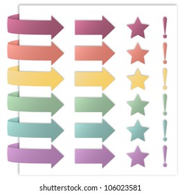 EPS10 file. Set of colored arrows, signs and symbols