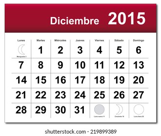 EPS10 file. Spanish version of December 2015 calendar. The EPS file includes the version in blue, green and black in different layers