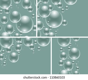 EPS10 file. Two seamless pattern and two backgrounds with bubbles on a green background