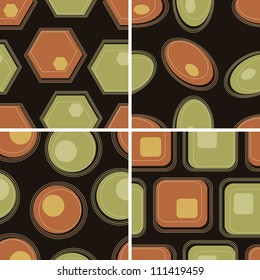 Eps10 file. Vector set of four seamless retro geometric pattern