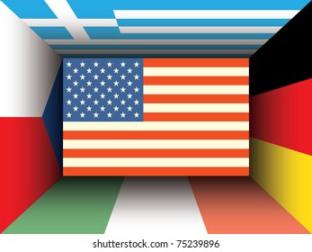 eps10 flags in box illustration