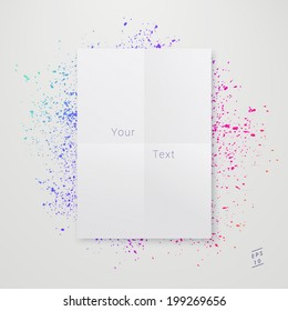 EPS10 folded paper with colorful splash background for infographic, web design, banner, brochure layout - orange version