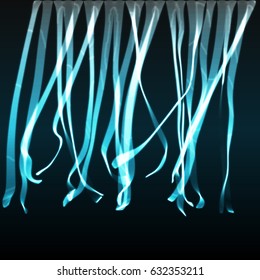 EPS10 format. Array with Dynamic Emitted Particles. 3D Technology Style. A Glowing Grid. Abstract Background. Vector Illustration.