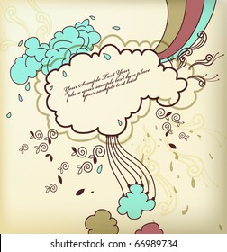 eps10 frame with colorful clouds, bands and fantasy elements