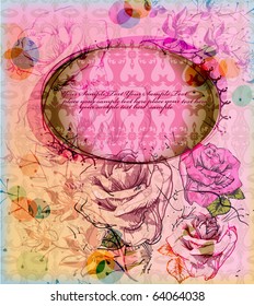 eps10 frame with roses  and plants