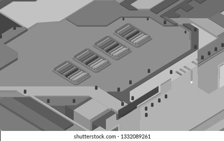 eps10. Futuristic surface of low-poly elements and parts. Vector illustration in the style of isometry. background