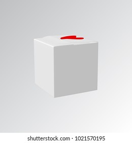 EPS10. Gift box with red hearts vector illustration isolated on white background
