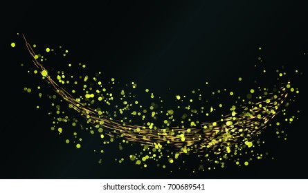 Eps10. Golden sparks flying on a black background. Vector illustration