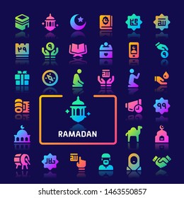 EPS10 gradient vector icons related to islam & ramadan. Symbols such as charity and other islamic/ramadan related activity are included in this set.