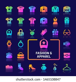 EPS10 gradient vector icons related to fashion   accessories  Symbols such as clothes   fashion accessories are included in this set 