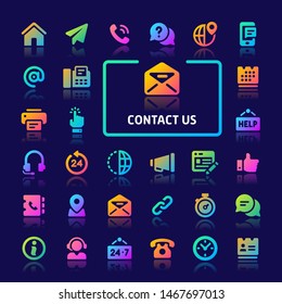 EPS10 gradient vector icons related to website and online contact. Symbols such as contact method and contact form are included in this set.