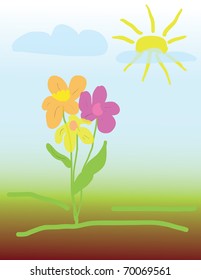 eps10 hand drawn background with a fantasy flower