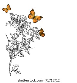 eps10 hand drawn background with a fantasy flower