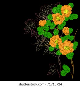 eps10 hand drawn background with a fantasy flower