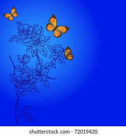 eps10 hand drawn background with a fantasy flower
