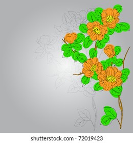 eps10 hand drawn background with a fantasy flower