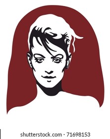 EPS10,  Hand-drawn beautiful woman face