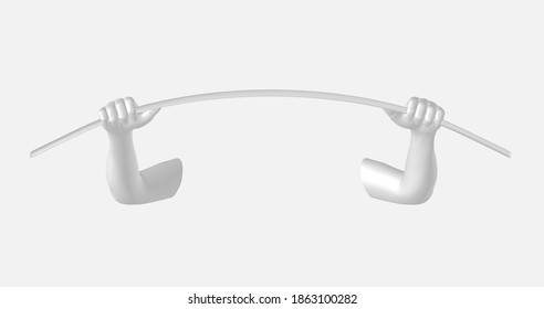 eps10. Hands holding a rod against a white wall. Communication, help, teamwork. Abstract vector illustration.