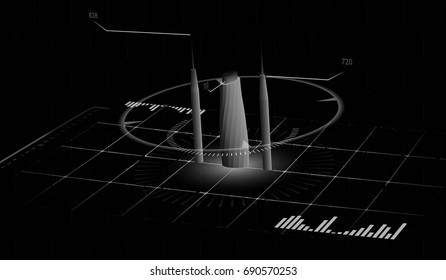 eps10. Head-up displays navigation elements of the city for the Internet and applications. Futuristic user interface. Virtual graphics.