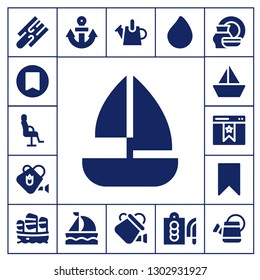  eps10 icon set. 17 filled eps10 icons.  Simple modern icons about  - Cutting board, Bookmark, Salon chair, Sailboat, Watering can, Anchor, Paint drop, Porcelain