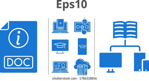 eps10 icon set. included cloud, professor, test, learn, school, doc icons. filled styles.