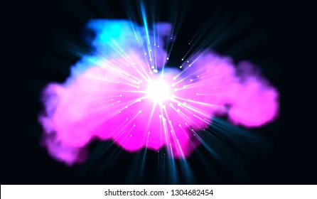 Eps10. Laser beams of blue and red emitted in different directions. Vector illustration. Light Effects Night background