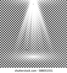 EPS10. Light Spotlight white. Template for light effect on a transparent background. Vector illustration