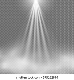 EPS10. Light Spotlight white. Template for light effect on a transparent background. Vector illustration