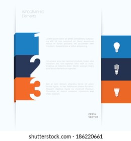 EPS10 minimal flat style ribbon illustration for workflow layout, diagram, number option banner, infographics - blue, orange version