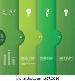 EPS10 minimal paper design template with light bulb icon set for numbered banner