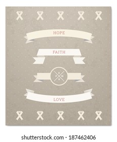 EPS10 minimal retro ribbon set with grungy background for web site design, banner, advertising - brown version