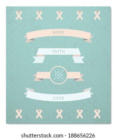EPS10 minimal retro ribbon set with grungy background for web site design, banner, advertising - pink, cyan version