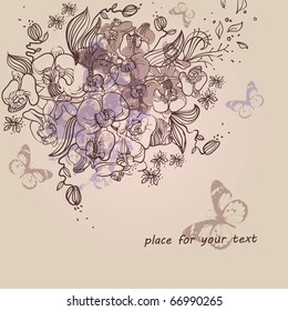 eps10 mix of fantasy hand drawn flowers and butterflies
