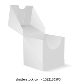 eps10. mock up of the packing box. A box with an open lid in perspective. 3d illustration. Vector Image.