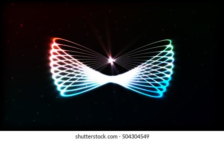 EPS10. Neon blurry circles at motion . Vector swirl trail effect . Abstract luminous rings slow shutter speed effect . Bokeh glitter round shapes . lights at motion exposure