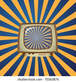 EPS10 Old TV on stripes background - illustration