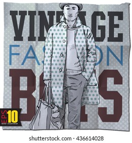 EPS10 paper background with stylish young man.