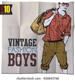 EPS10 paper background with stylish young man.
