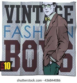 EPS10 paper background with stylish young man.
