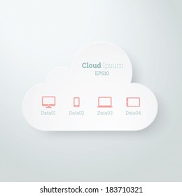 EPS10 paper design cloud element with cloud computing icon set for infographics, report, speech bubble - pastel version