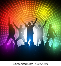 EPS10 Party People Vector Background - Dancing Young People