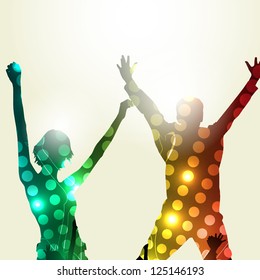 EPS10 Party People Vector Background - Dancing Young People