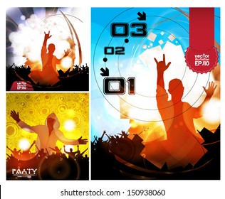 EPS10 Party People Vector Background - Dancing Young People