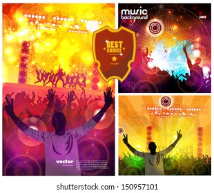 EPS10 Party People Vector Background - Dancing Young People
