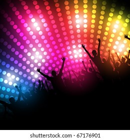 EPS10 Party People Vector Background - Dancing Young People.