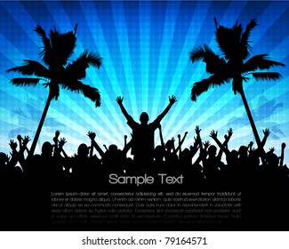 EPS10 Party People Vector Background - Dancing Young People at Summer