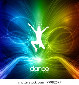 EPS10 Party People Vector Background - Jumping Young Girl