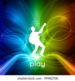 EPS10 Party People Vector Background - Young Men Plays on Guitar