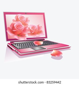 EPS10/ Pink laptop for romantic girls