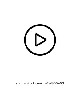 eps10 Play button line art icon. Black Play button icon isolated on white background. Vector illustration